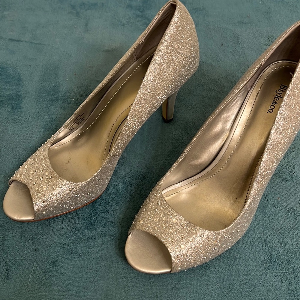 Silver high heels